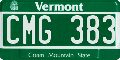 VT license plate CMG383