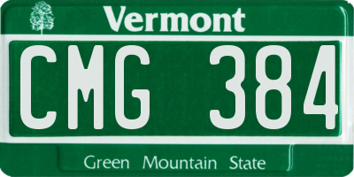 VT license plate CMG384