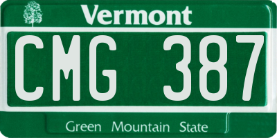 VT license plate CMG387