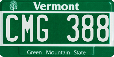 VT license plate CMG388