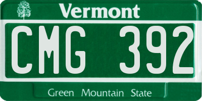 VT license plate CMG392