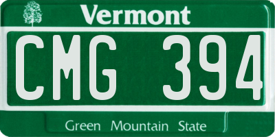 VT license plate CMG394