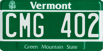 VT license plate CMG402