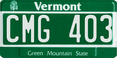VT license plate CMG403