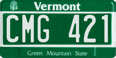 VT license plate CMG421