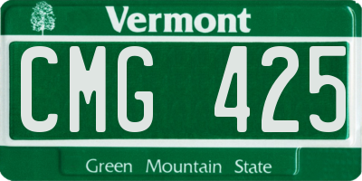 VT license plate CMG425