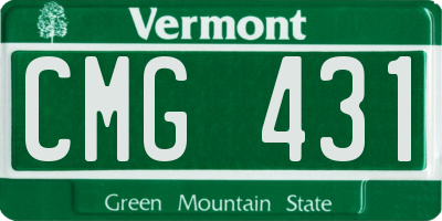 VT license plate CMG431