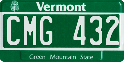 VT license plate CMG432