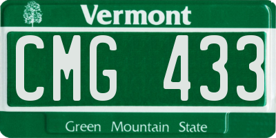 VT license plate CMG433