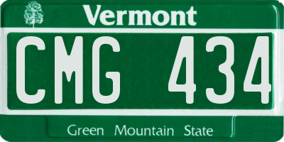 VT license plate CMG434