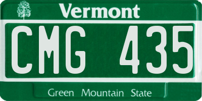 VT license plate CMG435