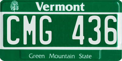 VT license plate CMG436