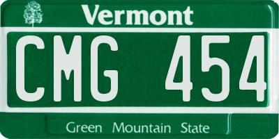 VT license plate CMG454