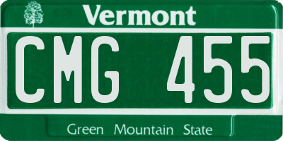 VT license plate CMG455