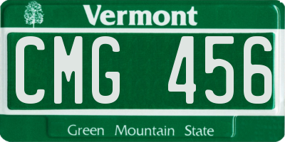 VT license plate CMG456