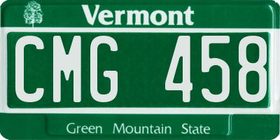 VT license plate CMG458