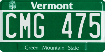 VT license plate CMG475