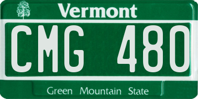 VT license plate CMG480