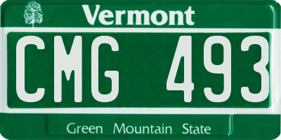 VT license plate CMG493