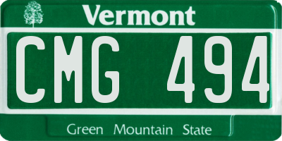 VT license plate CMG494