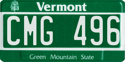 VT license plate CMG496