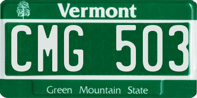 VT license plate CMG503