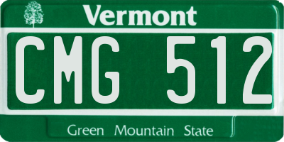 VT license plate CMG512