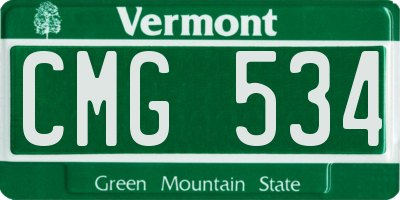 VT license plate CMG534