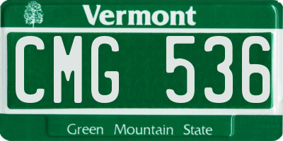 VT license plate CMG536