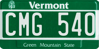 VT license plate CMG540