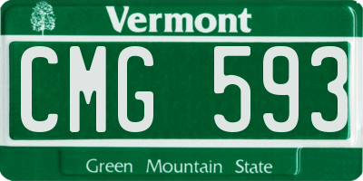 VT license plate CMG593