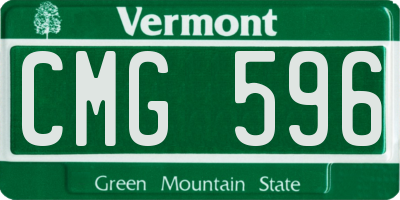 VT license plate CMG596