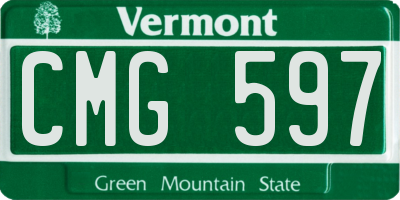 VT license plate CMG597