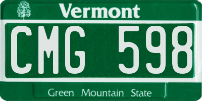 VT license plate CMG598