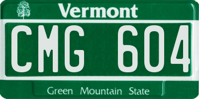 VT license plate CMG604