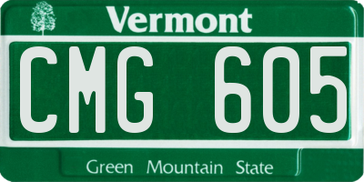 VT license plate CMG605