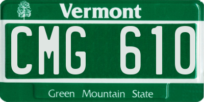 VT license plate CMG610