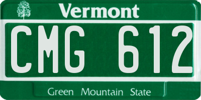 VT license plate CMG612