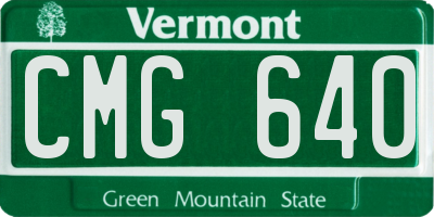VT license plate CMG640