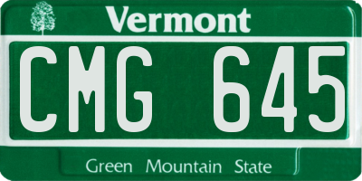 VT license plate CMG645