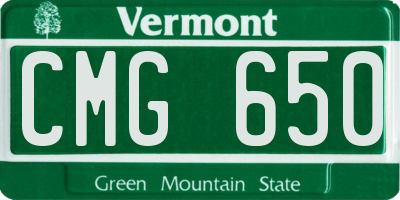 VT license plate CMG650