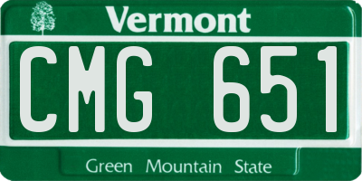VT license plate CMG651