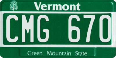 VT license plate CMG670