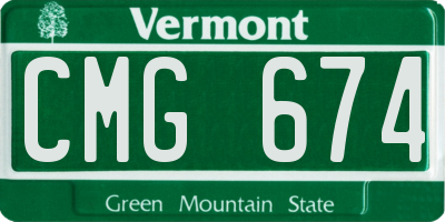 VT license plate CMG674