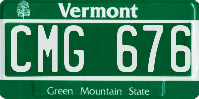 VT license plate CMG676