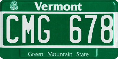 VT license plate CMG678