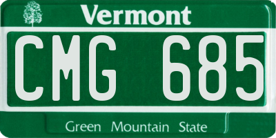 VT license plate CMG685