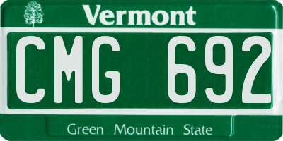 VT license plate CMG692