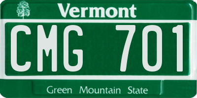 VT license plate CMG701