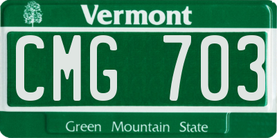 VT license plate CMG703